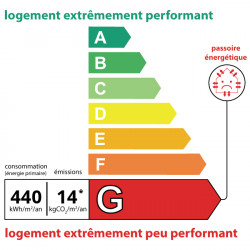 DPE G · 440 kWh/m²/an · 14 kg CO₂/m²/an