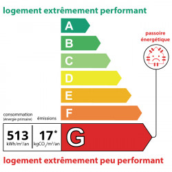 DPE G · 513 kWh/m²/an · 17 kg CO₂/m²/an